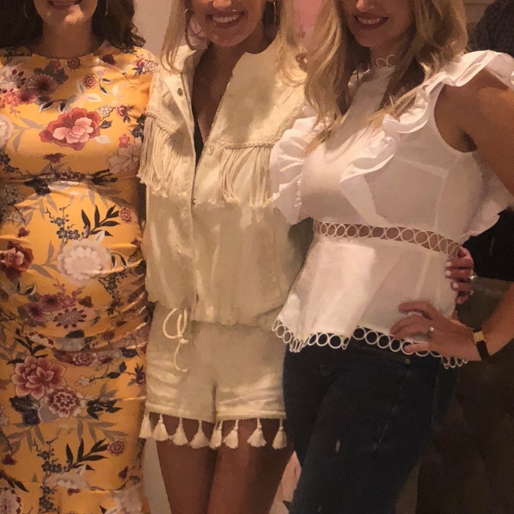 Aqua white blouse